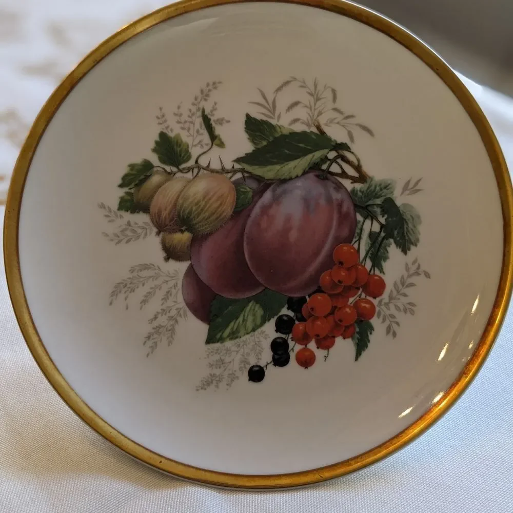 Winterling Schwarzenbach Bavaria Vtg Set of 3 Porcelain Salad Plates Fruit Gold